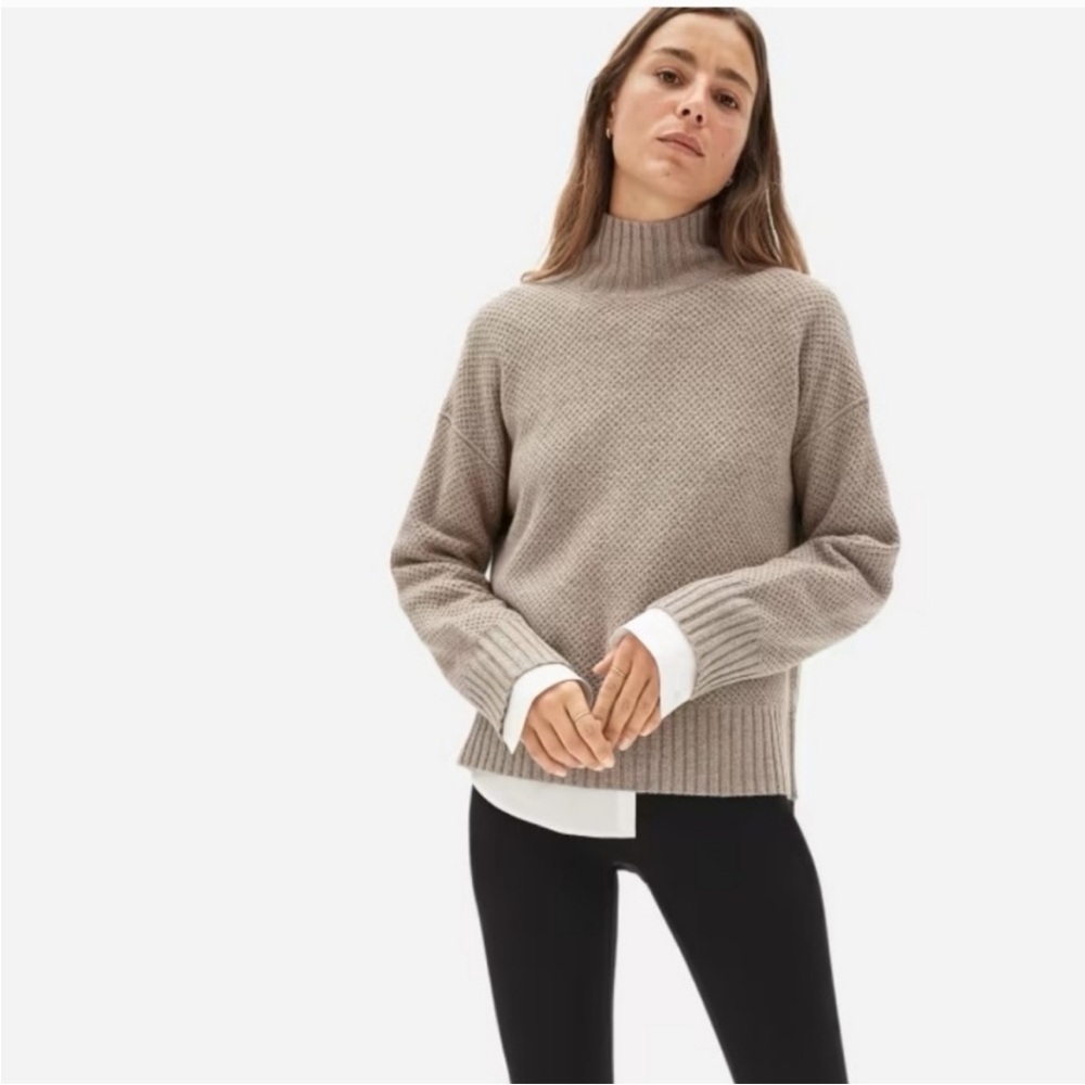 Everlane Cashmere Stroopwafel Turtleneck Sweater Size Xs Heathered